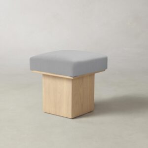 The Mulberry Ottoman - Performance Linen Weave Cloud