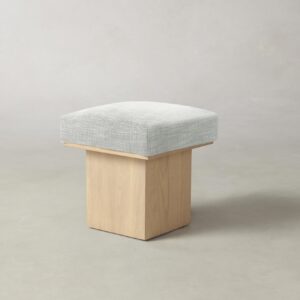 The Mulberry Ottoman - Performance Textured Tweed Dove