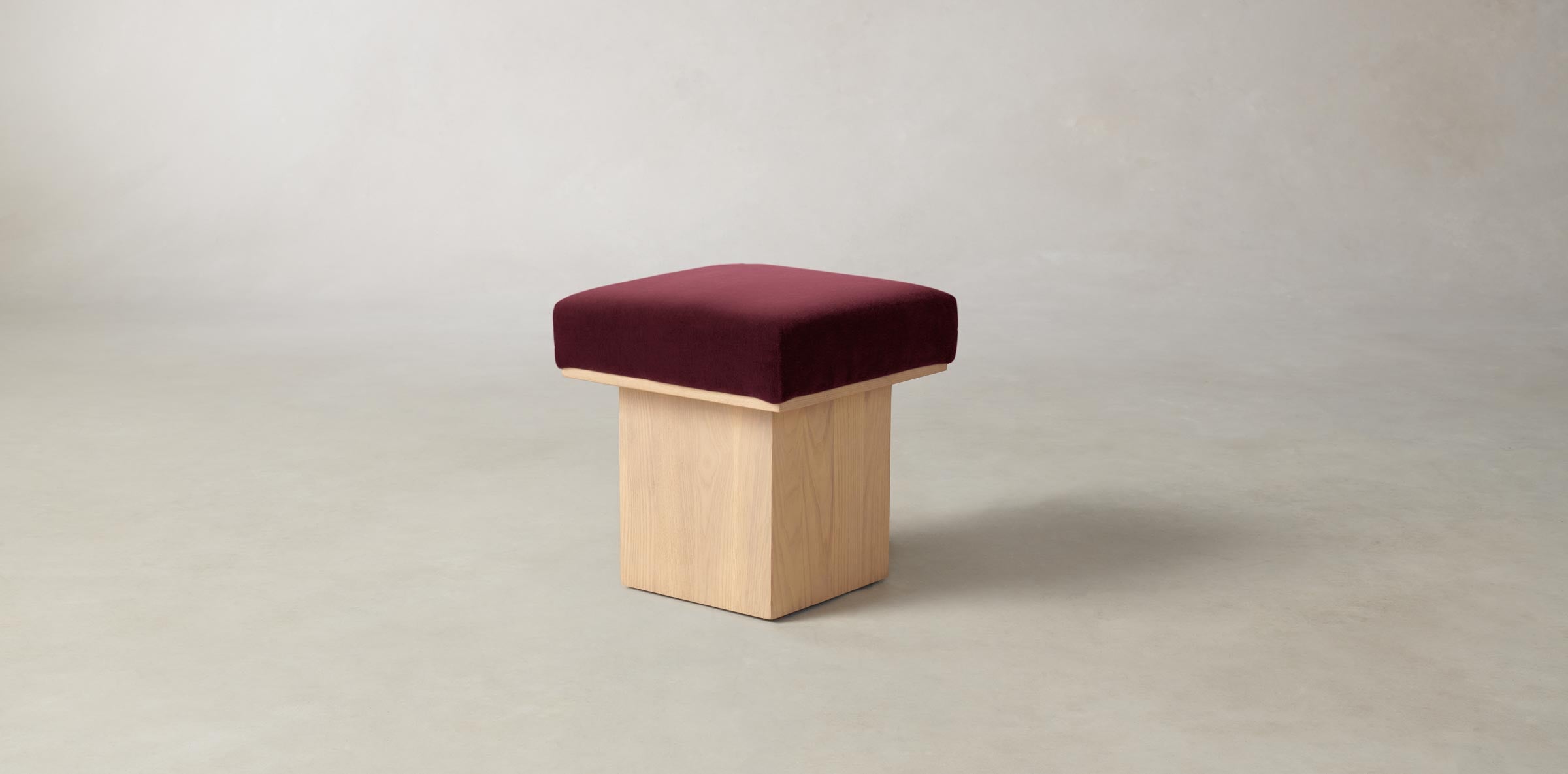 The Mulberry Ottoman - Performance Velvet Merlot