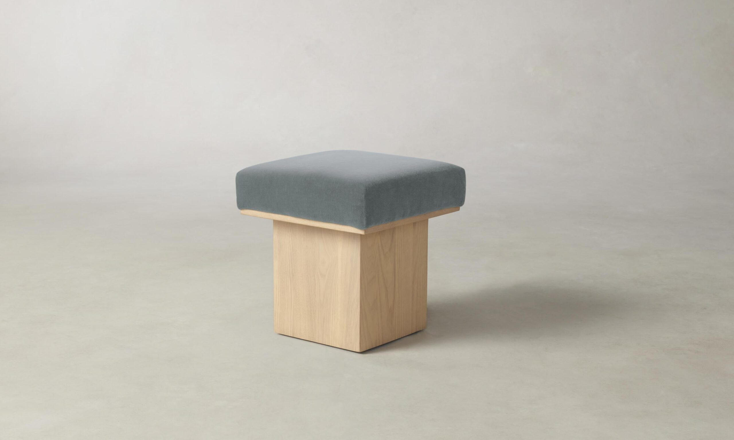 The Mulberry Ottoman - Performance Velvet Seafoam