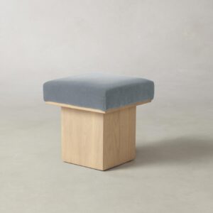 mulberry-ottoman_performance-velvet-sky_driftwood2.0.jpg The Mulberry Ottoman - Performance Velvet Sky