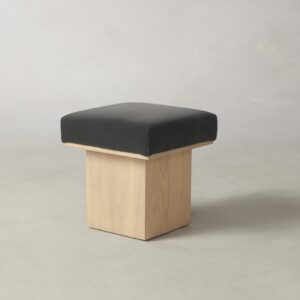 mulberry-ottoman_performance-velvet-slate_driftwood2.0.jpg The Mulberry Ottoman - Performance Velvet Slate