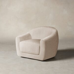 The Oliver Swivel Chair - Deep Pile Mohair Limestone