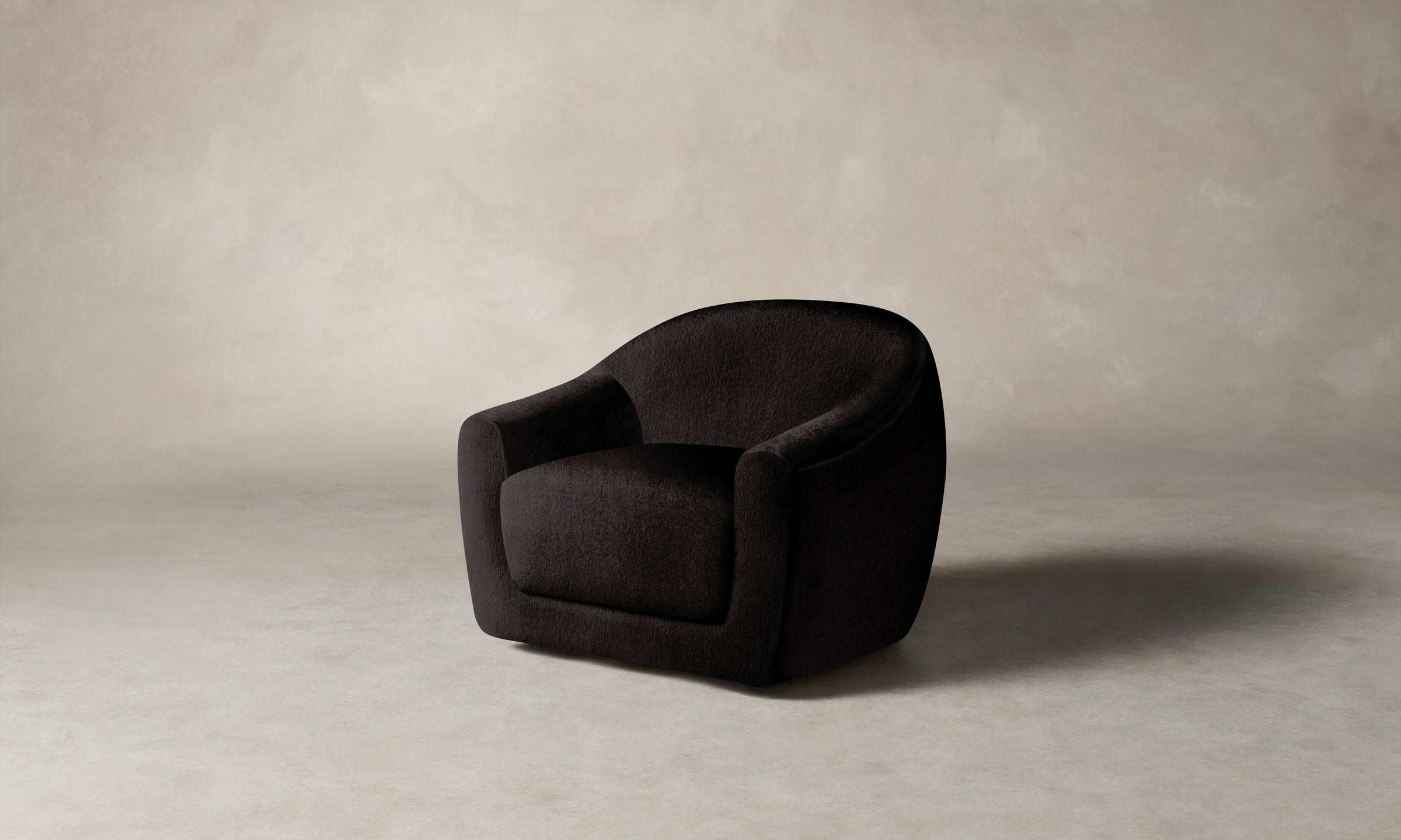 The Oliver Swivel Chair - Deep Pile Mohair Noir