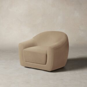 The Oliver Swivel Chair - Mohair Almond