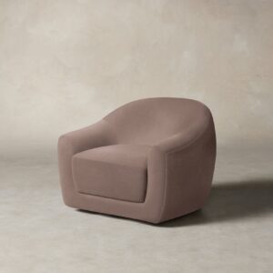 The Oliver Swivel Chair - Mohair Peony