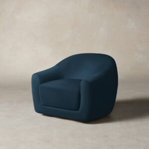 The Oliver Swivel Chair - Performance Velvet Sapphire
