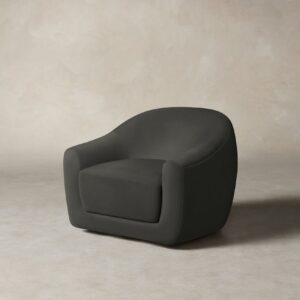The Oliver Swivel Chair - Performance Velvet Slate