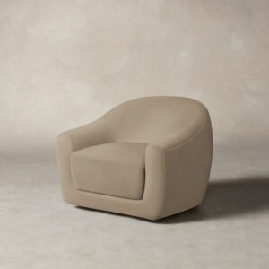 The Oliver Swivel Chair - Performance Velvet Taupe