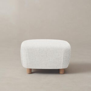 The Perry Ottoman - Heritage Belgian Linen Egret