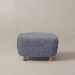 The Perry Ottoman - Heritage Belgian Linen Lake