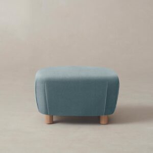 The Perry Ottoman - Mohair Slate Blue