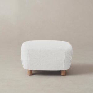 The Perry Ottoman - Performance Linen Weave Pure White