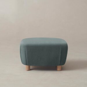 The Perry Ottoman - Performance Velvet Seafoam