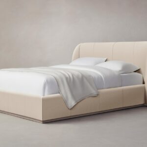The Smith Bed - Pebbled Leather Stone