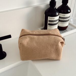 Café Au Lait Waffle Makeup Bag