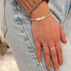 Babe Beaded Gold Stretch Bracelet