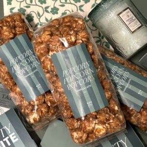 tezza-4856.jpg Large Vanilla Latte Popcorn Teal Stripe