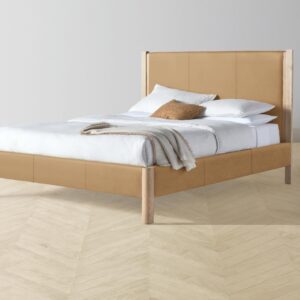 The Thompson Bed - Pebbled Leather Latte