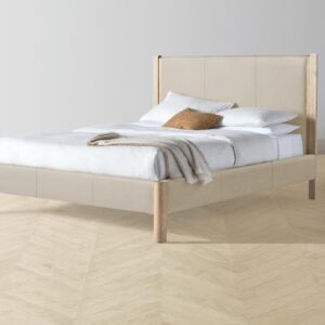 The Thompson Bed - Pebbled Leather Stone