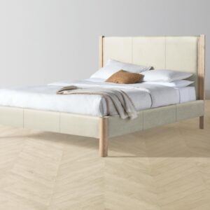 The Thompson Bed - Pebbled Leather Swan