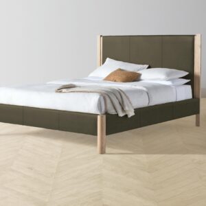 The Thompson Bed - Pebbled Leather Truffle