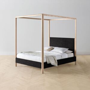 The Thompson Canopy Bed - Italian Brushed Wool Pepper