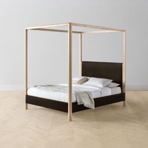 The Thompson Canopy Bed - Nubuck Leather Espresso