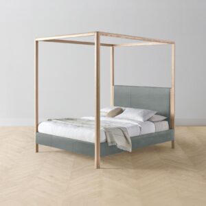 The Thompson Canopy Bed - Nubuck Leather Tide