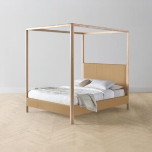 The Thompson Canopy Bed - Pebbled Leather Latte