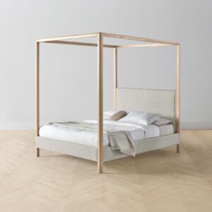 The Thompson Canopy Bed - Performance Stonewashed Linen Dew