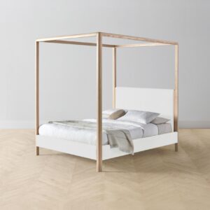 The Thompson Canopy Bed - Performance Linen Weave Pure White