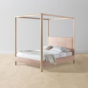The Thompson Canopy Bed - Performance Velvet Dusty Rose