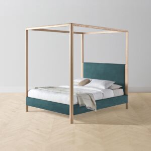 The Thompson Canopy Bed - Performance Velvet Lagoon