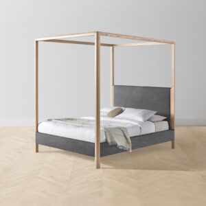 The Thompson Canopy Bed - Performance Velvet Slate