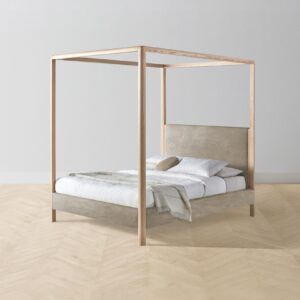 The Thompson Canopy Bed - Performance Velvet Taupe