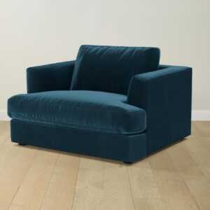 The Varick Chair-and-a-Half - Performance Velvet Lagoon