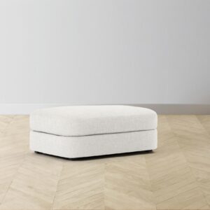 The Varick Ottoman - Heritage Belgian Linen Egret