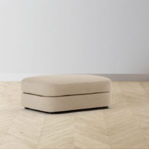 The Varick Ottoman - Heritage Belgian Linen Husk