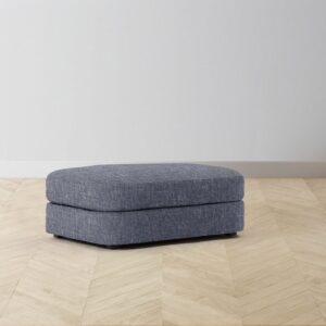 The Varick Ottoman - Heritage Belgian Linen Lake
