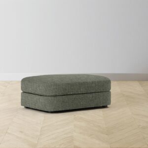 The Varick Ottoman - Heritage Belgian Linen Thyme
