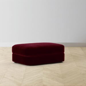 The Varick Ottoman - Mohair Crimson