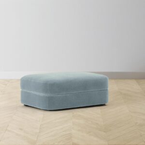 The Varick Ottoman - Mohair Slate Blue