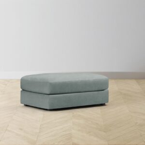 The Varick Ottoman - Nubuck Leather Tide