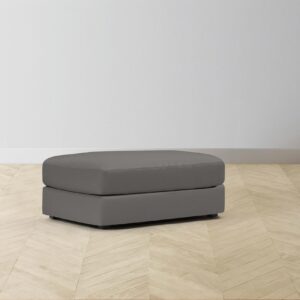 The Varick Ottoman - Pebbled Leather Ash