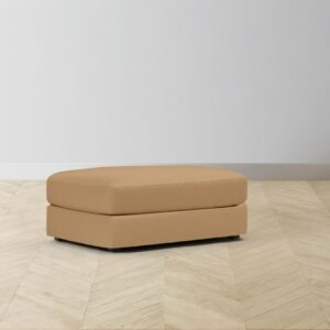 The Varick Ottoman - Pebbled Leather Latte