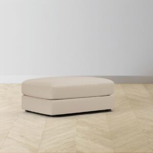 The Varick Ottoman - Pebbled Leather Stone