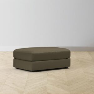 The Varick Ottoman - Pebbled Leather Truffle