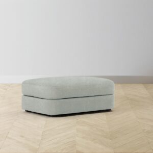 The Varick Ottoman - Performance Mélange Weave Seaglass