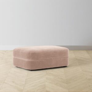 The Varick Ottoman - Performance Velvet Dusty Rose